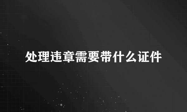 处理违章需要带什么证件