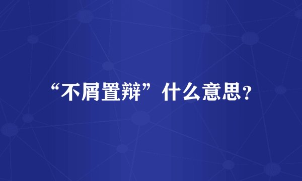 “不屑置辩”什么意思？