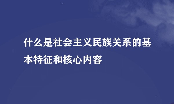 什么是社会主义民族关系的基本特征和核心内容