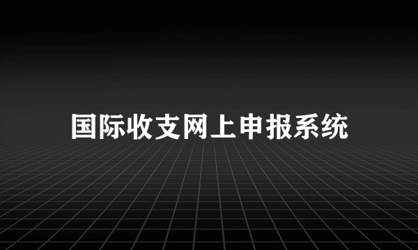 国际收支网上申报系统