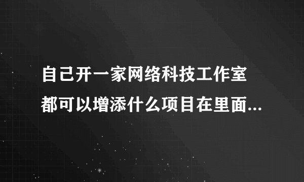 自己开一家网络科技工作室 都可以增添什么项目在里面 在此谢了个位大神的建议！