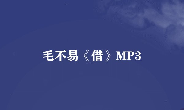 毛不易《借》MP3