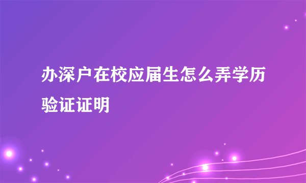 办深户在校应届生怎么弄学历验证证明