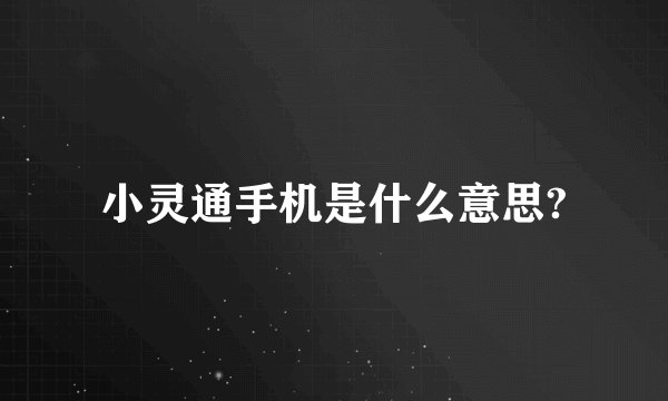 小灵通手机是什么意思?