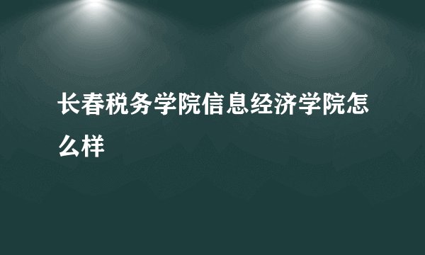 长春税务学院信息经济学院怎么样