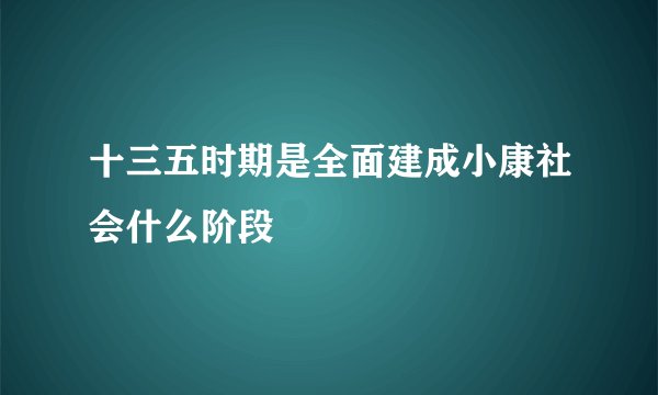 十三五时期是全面建成小康社会什么阶段
