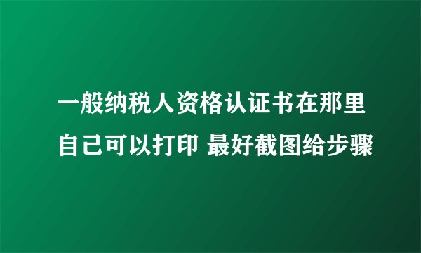 一般纳税人资格认证书在那里自己可以打印 最好截图给步骤