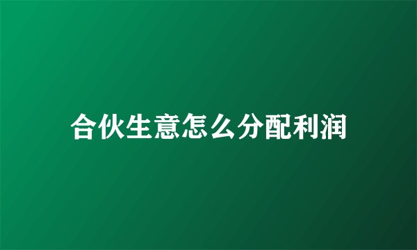 合伙生意怎么分配利润
