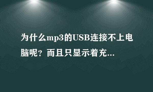 为什么mp3的USB连接不上电脑呢？而且只显示着充电....