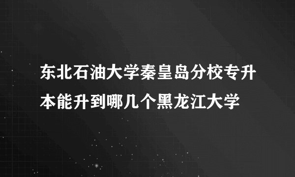 东北石油大学秦皇岛分校专升本能升到哪几个黑龙江大学