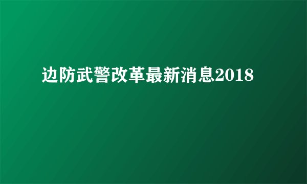 边防武警改革最新消息2018