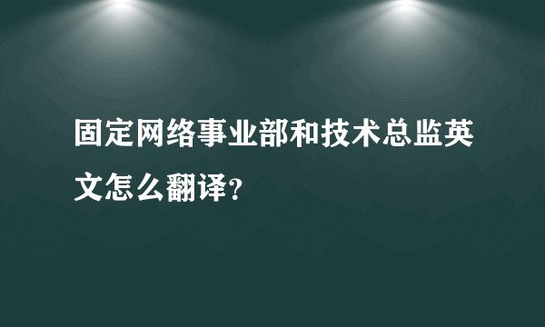 固定网络事业部和技术总监英文怎么翻译？