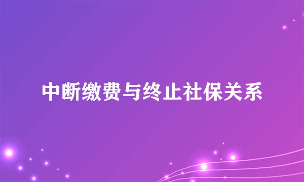 中断缴费与终止社保关系