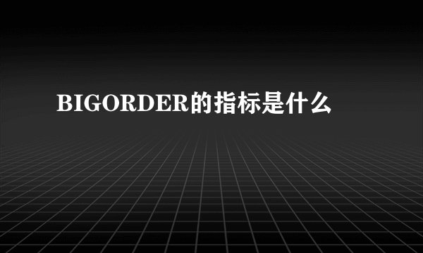 BIGORDER的指标是什么