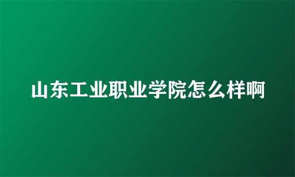 山东工业职业学院怎么样啊