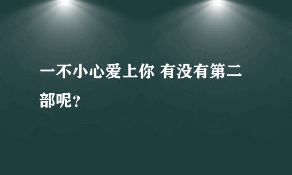 一不小心爱上你 有没有第二部呢？