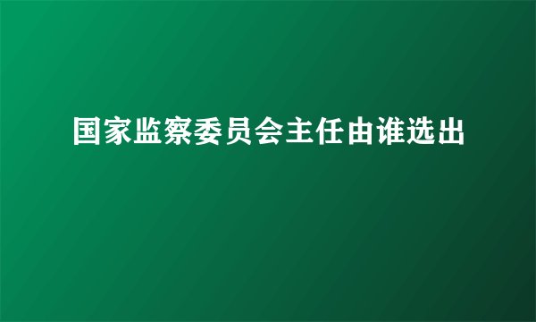 国家监察委员会主任由谁选出