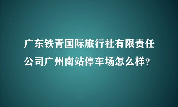 广东铁青国际旅行社有限责任公司广州南站停车场怎么样?