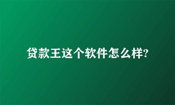 贷款王这个软件怎么样?