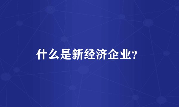 什么是新经济企业？