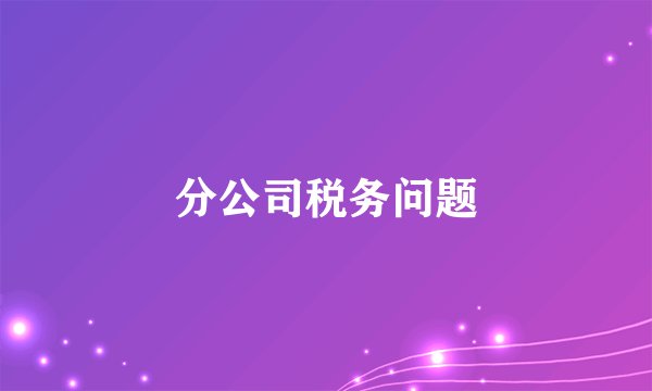 分公司税务问题