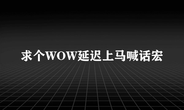 求个WOW延迟上马喊话宏