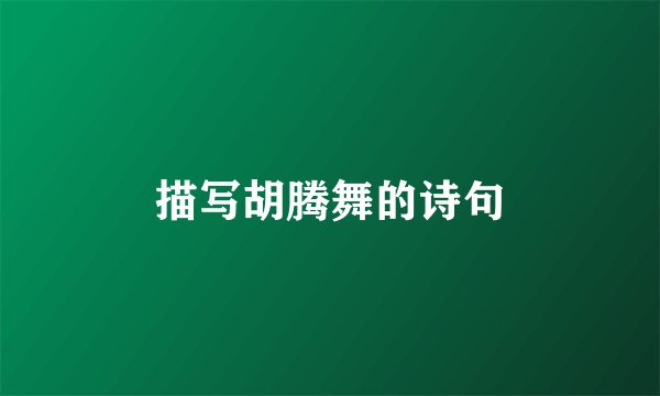 描写胡腾舞的诗句