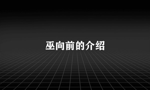 巫向前的介绍