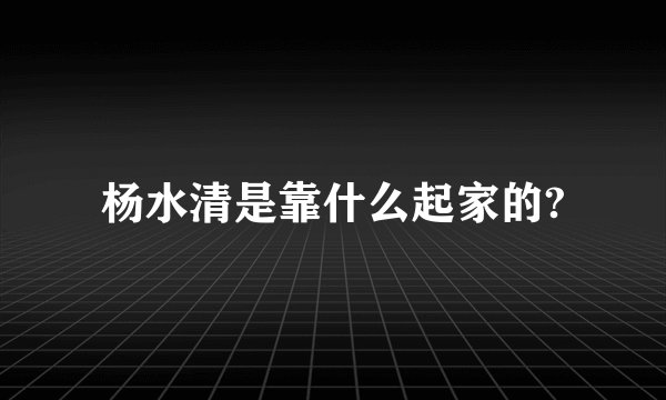 杨水清是靠什么起家的?