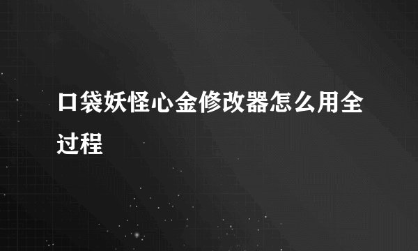 口袋妖怪心金修改器怎么用全过程