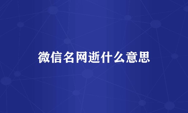 微信名网逝什么意思