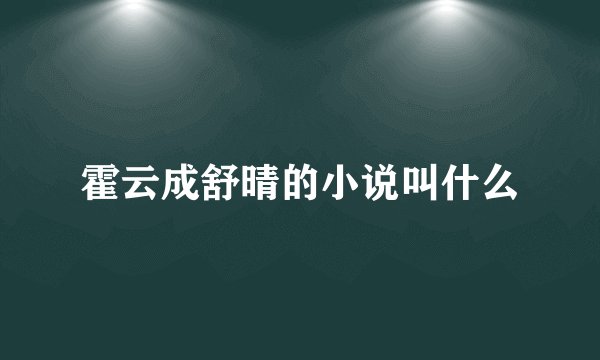 霍云成舒晴的小说叫什么