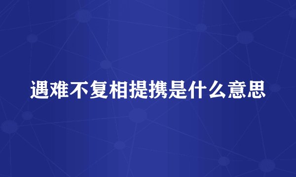 遇难不复相提携是什么意思