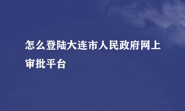 怎么登陆大连市人民政府网上审批平台