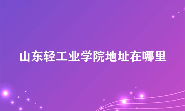 山东轻工业学院地址在哪里