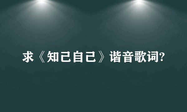 求《知己自己》谐音歌词?