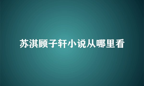 苏淇顾子轩小说从哪里看