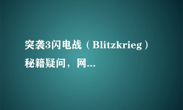 突袭3闪电战(Blitzkrieg) 秘籍疑问,网站给的选关秘籍是一堆代码但是输入后没反应也不提示错误