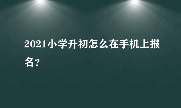 2021小学升初怎么在手机上报名？