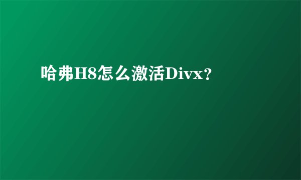 哈弗H8怎么激活Divx？