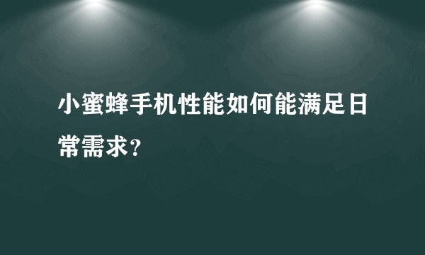 小蜜蜂手机性能如何能满足日常需求？