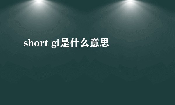 short gi是什么意思