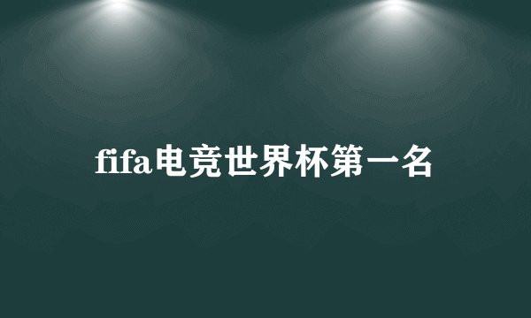 fifa电竞世界杯第一名
