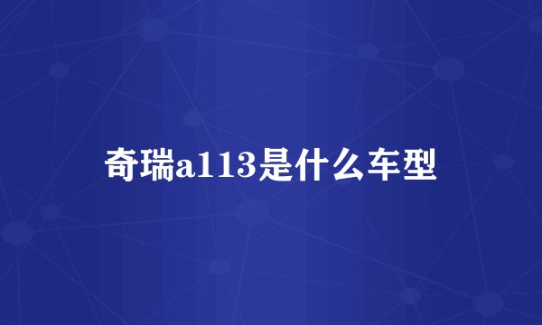 奇瑞a113是什么车型