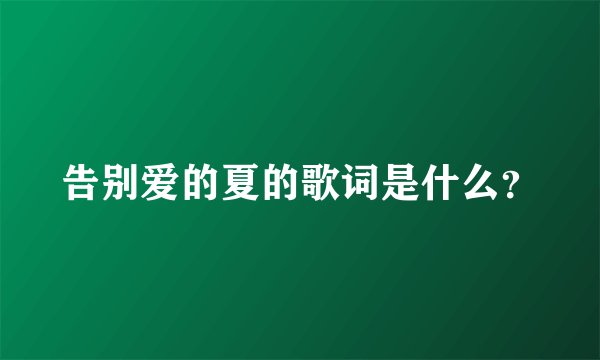 告别爱的夏的歌词是什么？
