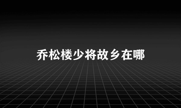 乔松楼少将故乡在哪