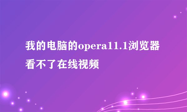 我的电脑的opera11.1浏览器看不了在线视频