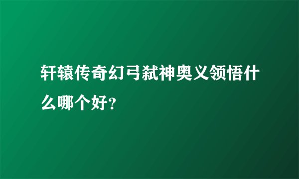 轩辕传奇幻弓弑神奥义领悟什么哪个好？