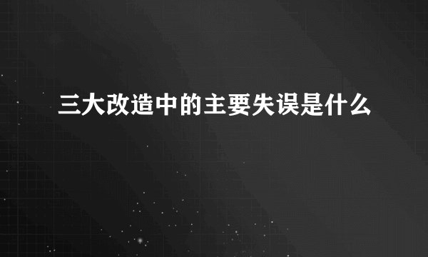 三大改造中的主要失误是什么