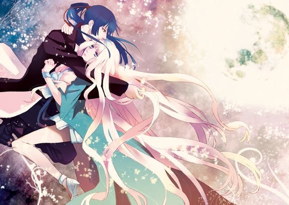 求一张动漫情侣夹腰抱图片